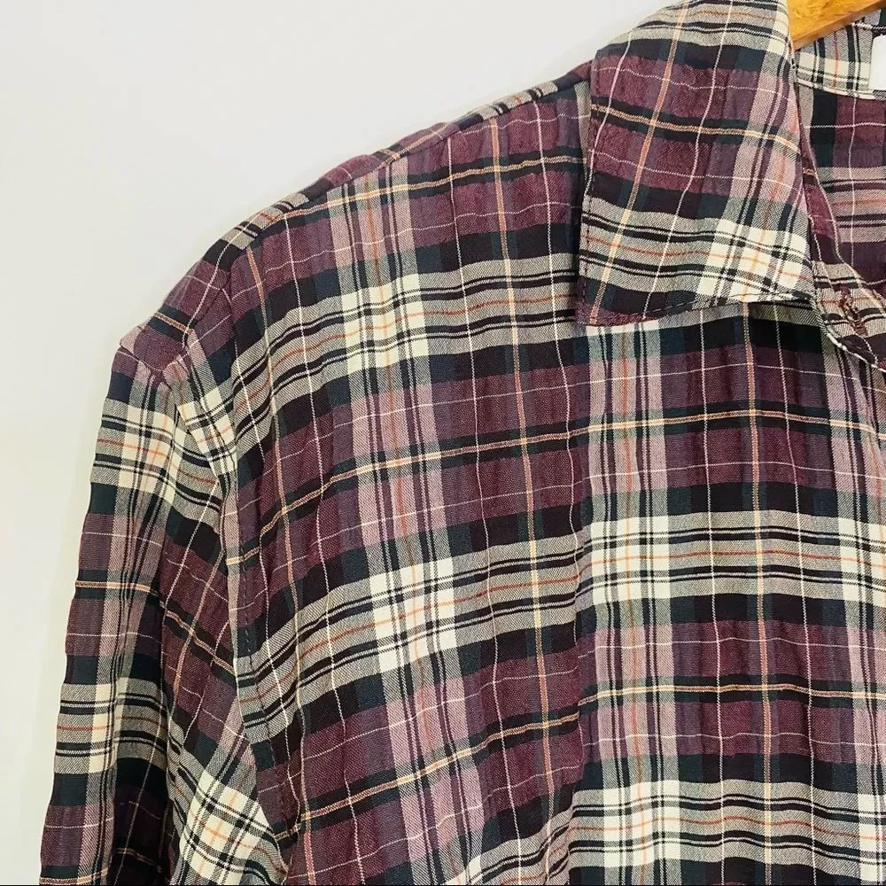 ELIZABETH & JAMES Carine Plaid Shirt Black Cherry - Picture 6 of 10